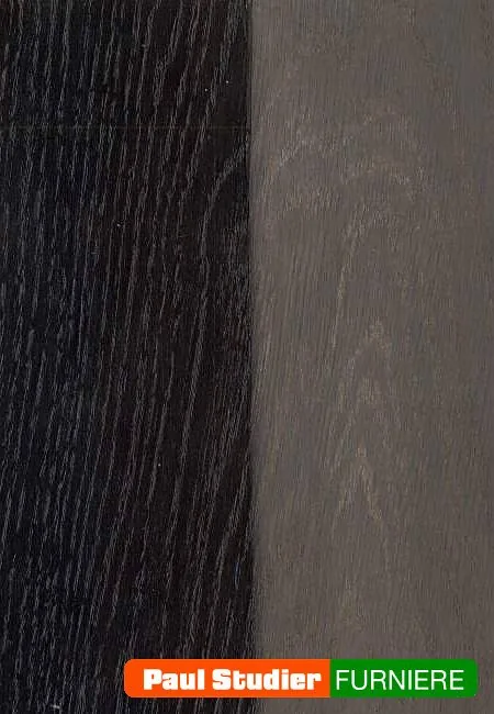 Furnierbild Eiche (Mooreiche) – Die Mooreiche zeigt dann eine blau- über grüngrau bis tiefschwarz reichende Verfärbung