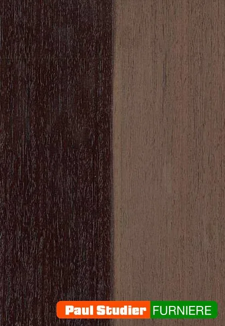 Furnierbild Wenge (Messerreste) – Dunkelbraun bis nahezu schwarz mit helleren Poren
